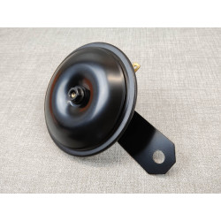 Klaxon moto noir adaptable 6V / 90mm de diamètre