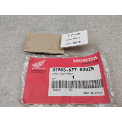 Etiquette de précaution sur cadre CLR125 Cityfly 1998 HONDA 87565-KFT-620ZB
