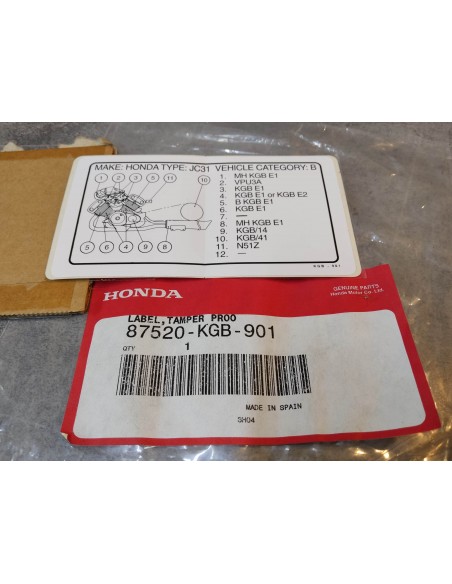 Etiquette autocollante sécurité VT125 C/C2 SHADOW 2001 HONDA 87520-KGB-901