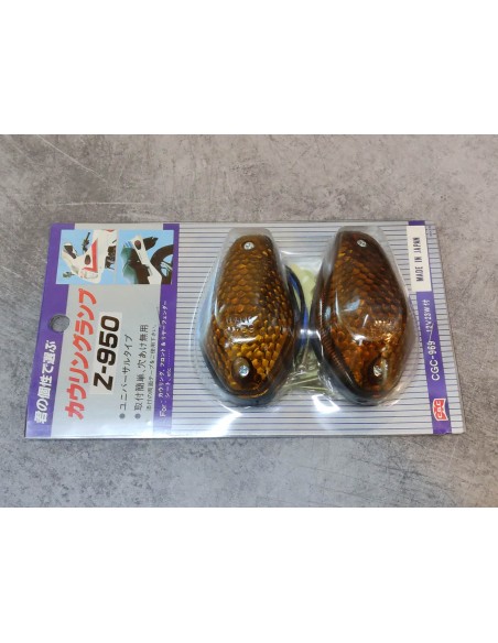 2 clignotants goutte d'eau orange foncé vintage ADAPTABLE HONDA 33400-Z-950FONCE