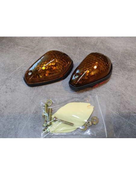 2 clignotants goutte d'eau orange foncé vintage ADAPTABLE HONDA 33400-Z-950FONCE