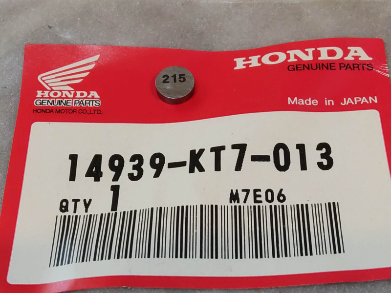 Pastille de réglage soupape diamètre 7.48 épaisseur 2.15 mm HONDA 14939-KT7-013