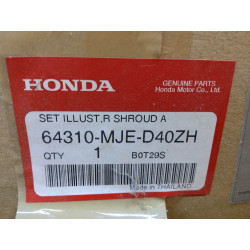 Flanc de carénage coté droit CB650F 14-17 HONDA 64310-MJE-D40ZH