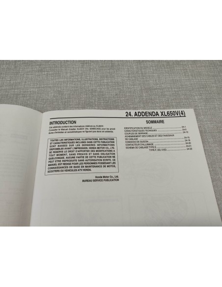 ADDITIF MANUEL d'atelier TRANSALP XL650V4 2004 ORIGINE HONDA 63-MCB-00Z