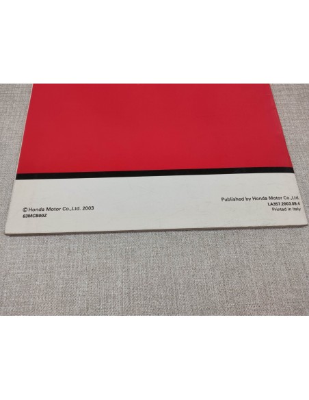 ADDITIF MANUEL d'atelier TRANSALP XL650V4 2004 ORIGINE HONDA 63-MCB-00Z