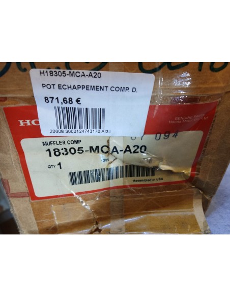 Silencieux d'échappement droit GL1800 GOLDWING HONDA 18305-MCA-A20
