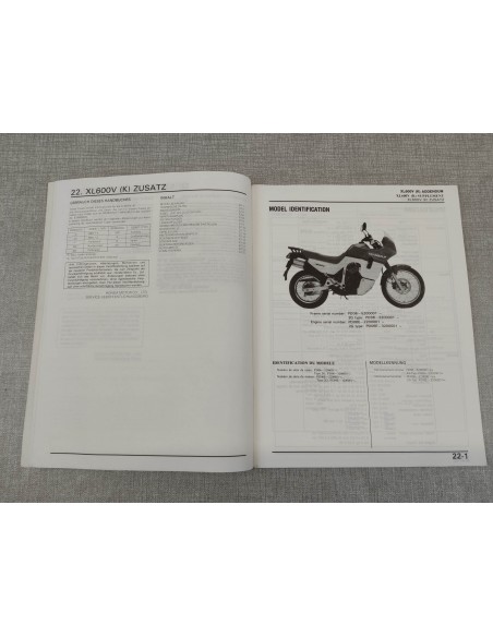 Manuel additionnel d'atelier XL600 V Edition 1988 HONDA 67MM900Z