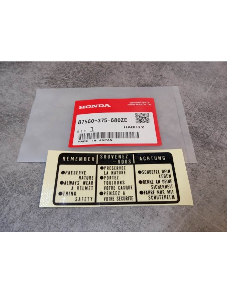 Sticker sécurité Souvenez-vous HONDA 87560-375-680ZE