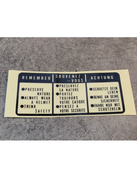 Sticker sécurité Souvenez-vous HONDA 87560-375-680ZE
