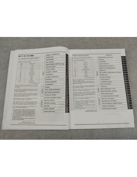 Manuel d'atelier origine HONDA VF1000F et VF1000F-II 1985 67-MB6-00  67MB600