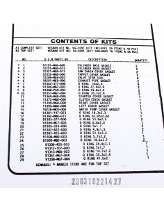 Pochette de joints moteur complète ADAPTABLE VT 1100 C HONDA 88190200