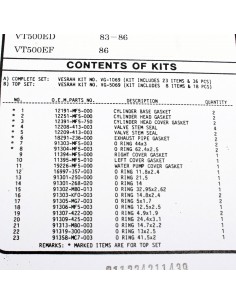 Pochette joints moteur complète ADAPTABLE VF 500 F 1983-1985 HONDA 88180097