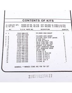 Pochette joints moteur complète ADAPTABLE XL 600 V 1989 HONDA 88181139