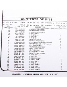 Pochette joints moteur complète ADAPTABLE CBR 1000 F 1987-1988 HONDA 88191141