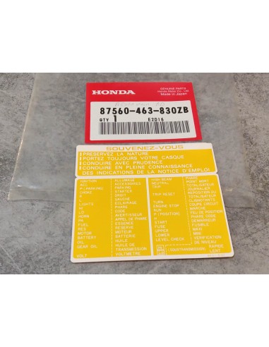 Sticker de sécurité HONDA 87560-463-830ZB
