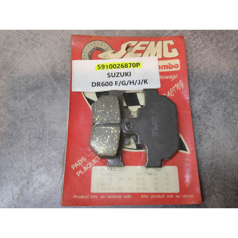 Jeu de plaquettes de frein avant ADAPTABLE DR600 F/G/H/J/K SUZUKI 59100-26870P