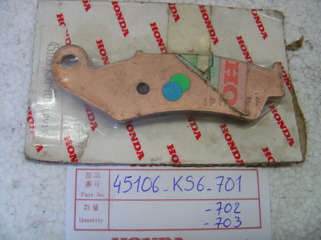 Plaquette B frein avant Honda CR125 CR250 CR500 XR250R | 45106KS6701